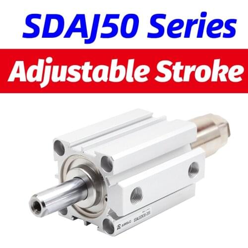 SDAJ Adjustable stroke Air pneumatic cylinder bore 50 63mm stroke 5 - 100 mm Compact Cylinder SDAJ50X30-20S double acting