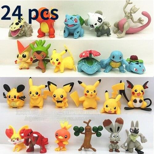 24PCS PKQ Popular Animal Action Figures Cartoon Anime Figure Model Doll Car Ornaments Present Toys for Children Kids Gifts