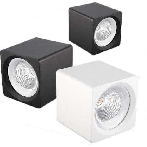 Surface square dimmable COB LED downlight 9W 12W 15W 20W 30W LED ceiling spotlight AC85~265V LED surface light indoor lighting