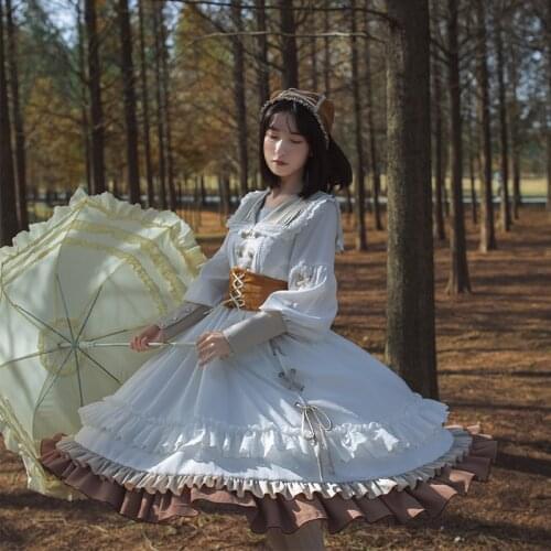 Princess tea party sweet lolita dress vintage lace bowknot cute printing victorian dress kawaii girl gothic lolita op loli cos