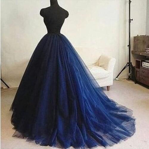 Real Image Navy Blue Skirts Women jupe femme Puffy Long Tulle Elegant Zipper Closure Tutu Skirts Maxi
