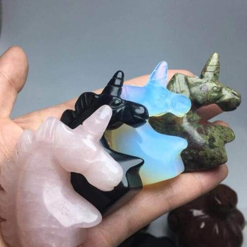 Natural quartz crystals unicorn carved gemstones animals reiki healing stones for home decoration