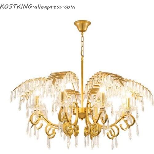 Luxury design modern living room crystal chandelier lighting gold dinning room light fixtures AC110V 220V