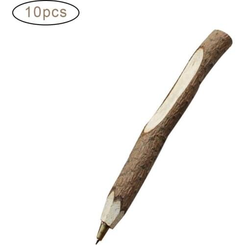 High Quality Creative Wooden Ballpoint Pen Natural Branch Tree Leather Pen Degradable Eco-Friendly Pen School Writing Stationery
