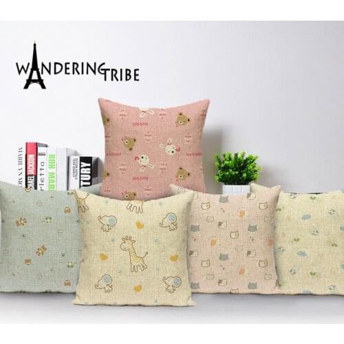 Cartoon Animal Pillow Case Decoration Home Sofa Cushions Nordic Cover Farmhouse Home Decor Cushion Covers Custom Throw Pillows
