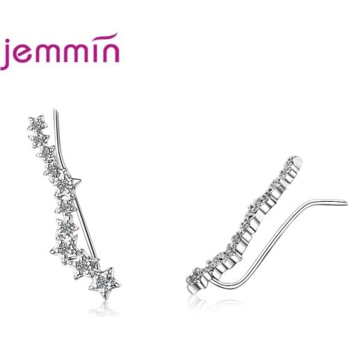 925 Sterling Silver Star Cubic Zircon Ear Cuff Fake Piercing Clip On Earrings Charm Jewelry Boucle Doreille Clip For Women