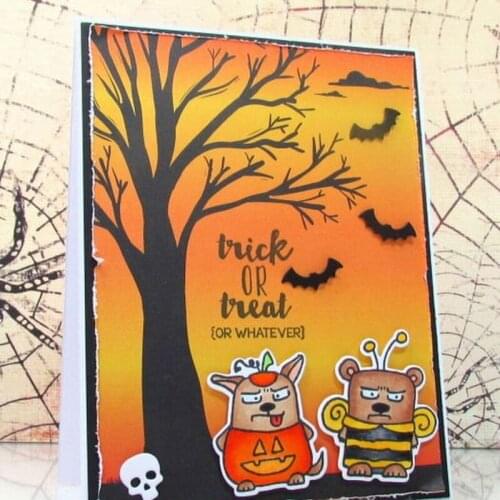"Trick Or Treat or whatever" Metal Cutting Dies & Coordinating Stamp For Scrapbooking Craft Embossing Stencil Die Cut Card Makin