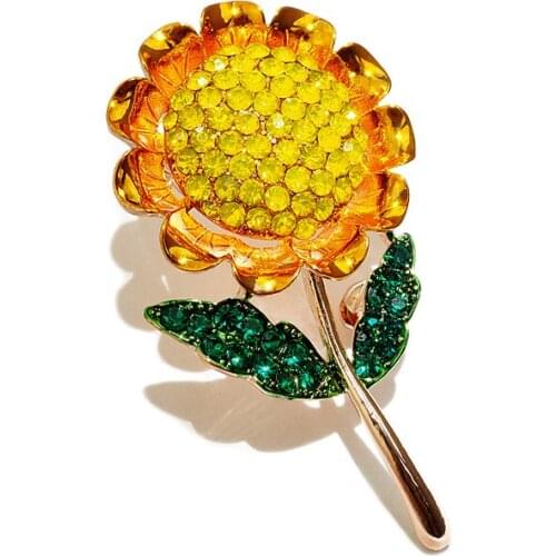 XDPQQ fashion clothing accessories golden yellow sunflower brooch simple oil drop enamel alloy brooch ladies brooch accessories