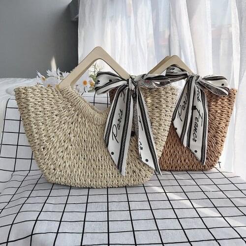 Female Bag Summer High-Capacity Handbags Small Shoulder Bag Beach Vacation Beach Travel Weaving Straw Bags For Women
