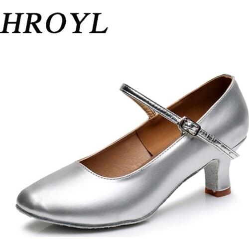 Women Elegant Ballroom Dance Shoes Tango Shoes Shiny PU Soft Latin Dancing Shoes Party Wedding Performance Dance Sandals HROYL