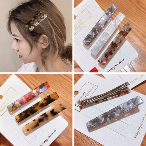 2019 Women Girls Acrylic Alloy Leopard Rectangle Hair Clips Tin Foil Sequins Hairpins Barrettes Headbands Hair Accessories
