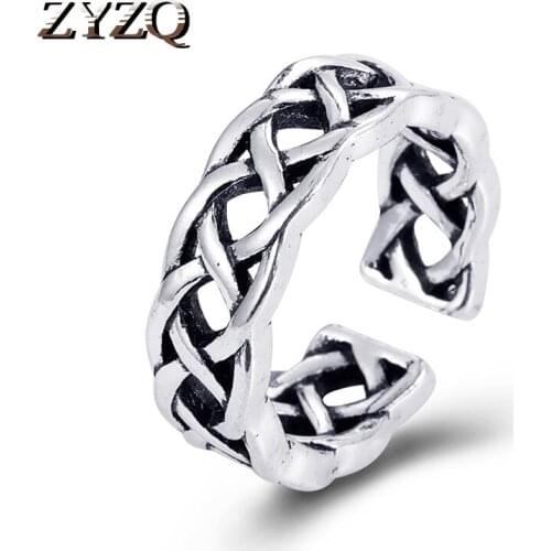 ZYZQ Geometric Punk Unisex Ring Old fashioned Stylish Men Ring Copper plated with ancient silver Adjustable Party Ring