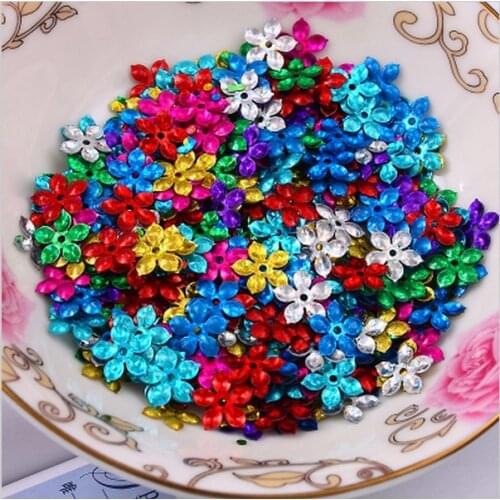 3000pcs/lot 9mm Flower Sequins With 1 Center Hole Plum Blossom Mix Laser Colors Confetti Spangles
