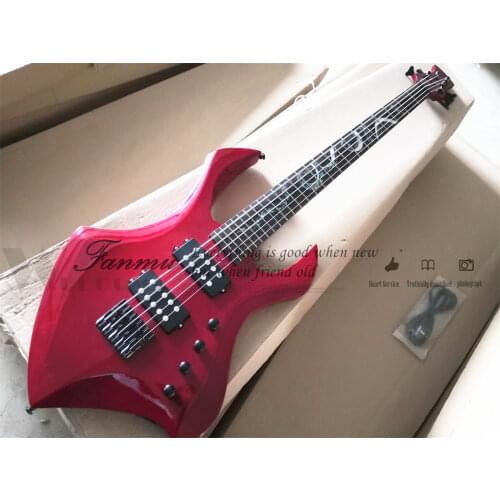5 string bass guitar, irregular bass,maple neck set in body,rosewood fret pearl snake inlay,black button,4 swtich