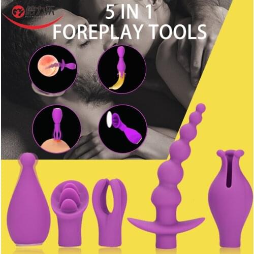 5In1 For Couples Vibrators Nipples Vagina Clitoris Stimulate Massager Long Lasting Erection Penis Trainer Orgasm Adult Sex Toys