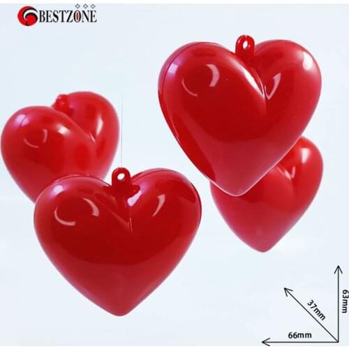 50Pcs/Lot 2.36'' Red Candy Ball Box Plastic Heart Ornament Gift for Baby Birthday Decoration Christmas Wedding Party Child Kids