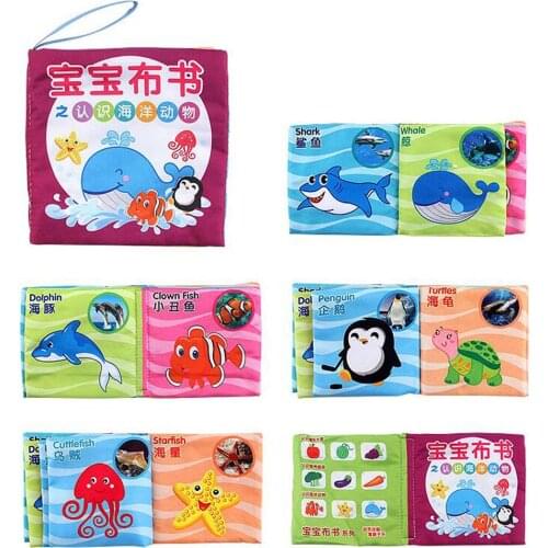 6pcs 10 Pages Soft Baby Cloth Books Intelligence Development Early Learning Educational Toys Birthday Gift for Children Kids