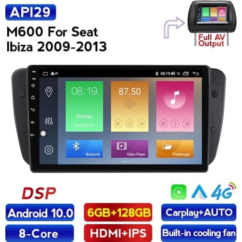 6G+128G Android 10.0 Car Multimedia Player Auto Radio For Seat Ibiza 2009-2013 Navigation Carplay 2DIN 360° Rear Cam NO DVD