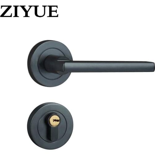 Free Shipping Black High Quality Zinc Alloy Split Lock Bedroom Handle Lock Interior Door Handle Lock with Key