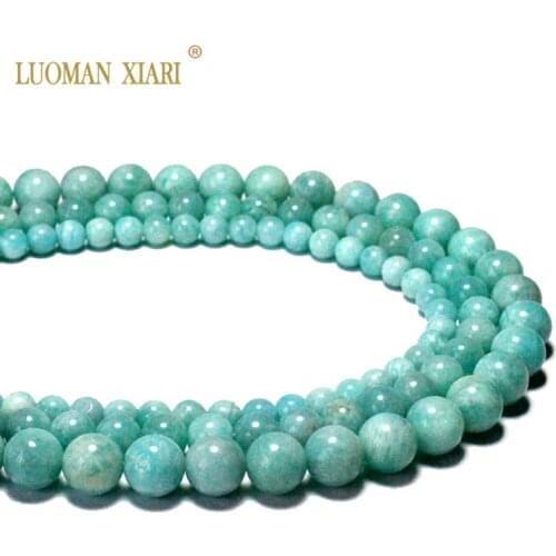 AAA+ 100% Natural High Quality Round Blue Amazonite Stone Beads For Jewelry Making DIY Bracelet Necklace 6/8/10mm Strand 15.5