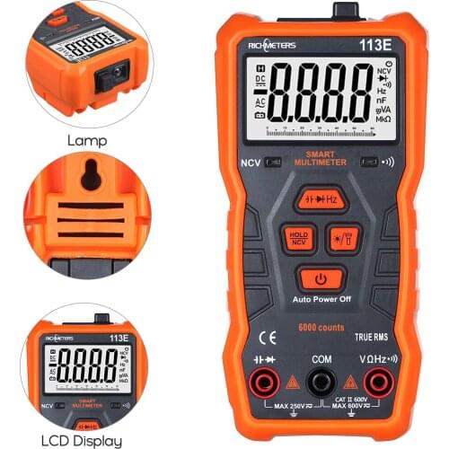 Digital Multimeter 6000 Counts Auto Ranging AC/DC Voltage Temperature Measuring Meter Flash Light Backlight Large Screen