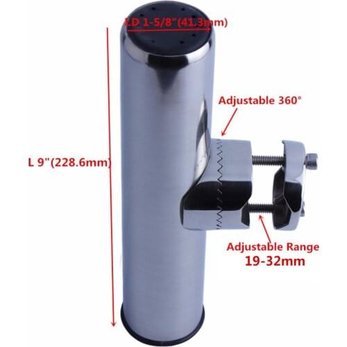 Marine Stainless Steel Fishing Rod Holder For Boat Fending Hook Clamp On 19 To 32mm Rail Rod Holder