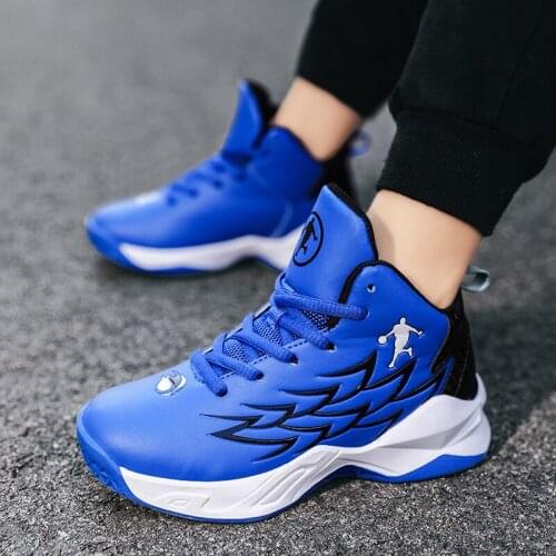 Kids Jordan Shoes Fashion Childrens High-top Leather Shock-absorbing Non-slip Sneakers Boys Waterproof Basketball Shoes 2.5-7