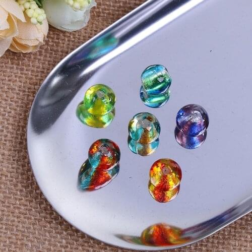 DoreenBeads Lampwork Glass Beads Ball Purple & Blue Rainbow Foil DIY Findings About 12mm( 4/8") Dia, Hole: Approx 1.7mm, 3 PCs