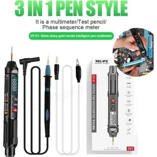 DT-01 3 in 1 pen style multimeter test pencil phase sequence meter sharp gold needle intelligent pen multimeter for Phone repair