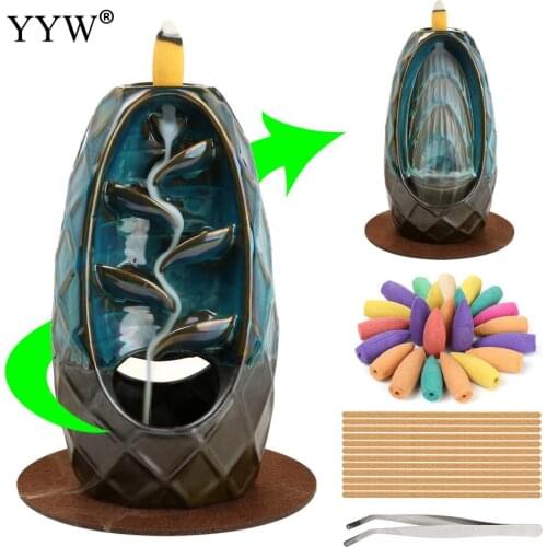 Double-Sided Lotus Leaf Backflow Censer Behind The Flow Of Smoke Creative Retro For Home Or Office Decoration Incense Burner