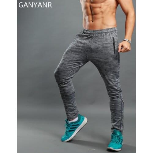 GANYANR Brand Running Pants Long Men Sport Legging Training Trousers Jogging Yoga Gym quick dry Football Fitness Elastic Workout