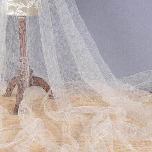 Glossy soft yarn White Nylon fabric soft lace dress wedding dress clothing design fabric high quality