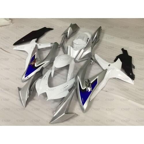 GSX R 750 2008 - 2010 K8 Motorcycle Fairing for Suzuki GSXR600 2008 Full Body Kits for Suzuki GSXR600 08 09 White Silver Fairing