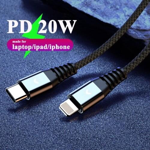 20W PD USB Type C Cable for iPhone 12 Pro 12 mini Fast Charging Charger for iPhone 11 XS XR X USB C Data Cable Power Banks Cord