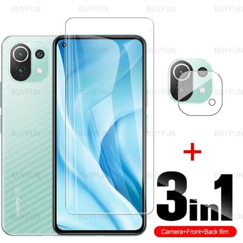 Camera glass for xiaomi mi 11 lite 5G 6.55'' front screen protector on for xiaomi xaomi mi11 lite carbon fiber back soft film