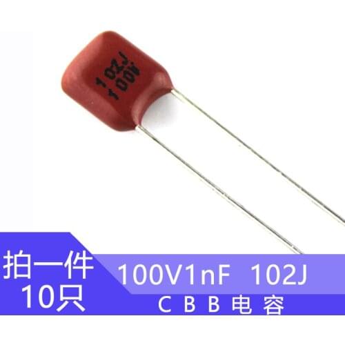 CBB capacitance 100v1nF Foot pitch 5mm 100v1nF Film capacitor 102J