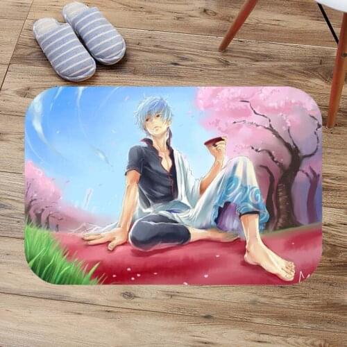 Gintama Coral Fleece Indoor Doormat Non-slip Bathroom Floor Mat Custom Living Room Door Mats Bath Rugs Kitchen Carpet