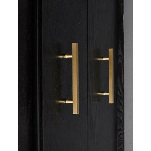 Brass American Nordic Light luxury simple wardrobe handle cabinet door drawer gold pure copper with rectangular handle