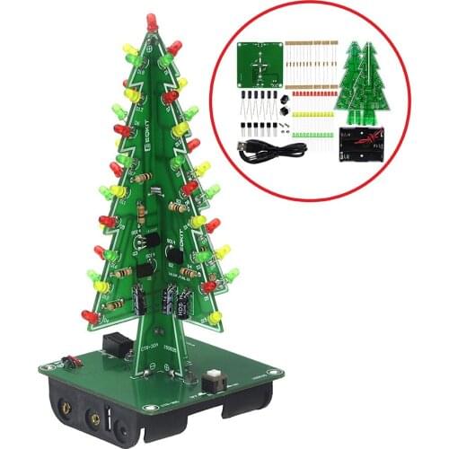 Kit 3D Assemble Christmas Tree ICStation DIY Soldering Practice, 3D Christmas Tree Electronic Assemble Kit, Circuit Solder STEM
