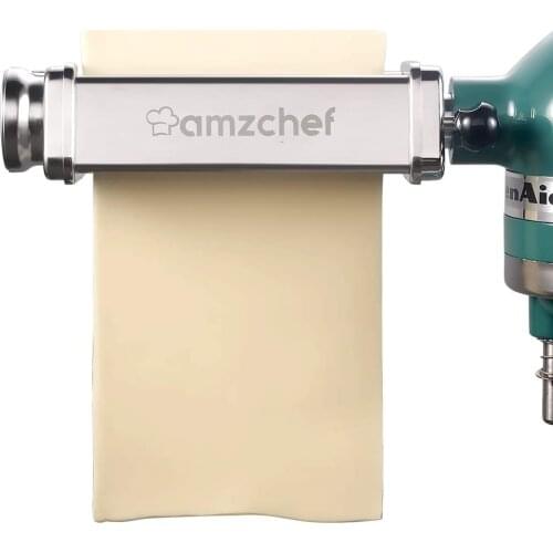 AMZCHEF Pasta Roller Attachment Pasta Maker Machine Kitchenaid Accessories Stainless Steel 140mm 2 Speed For KA Stand Mixer