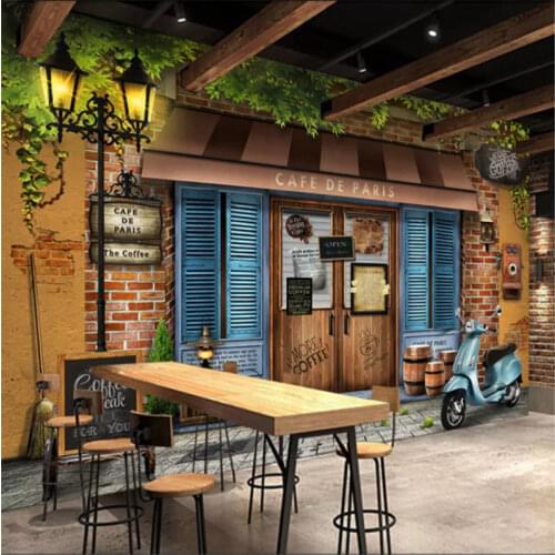Custom mural wallpaper 3d retro vintage Paris cafe photo wallpaper cafe restaurant living room wall mural wall papers home decor