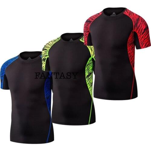 New Mens Running Shirt Gym Fitness Short Sleeve Breathable Quick Dry Male Sportswear