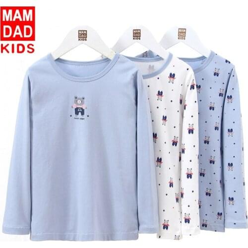 2020 New Baby Boys Cartoon Tshirt Autumn Winter Kids Cotton Long Sleeve Bottoming Shirt Casual Bear Print 2-pack Tshirts for Boy