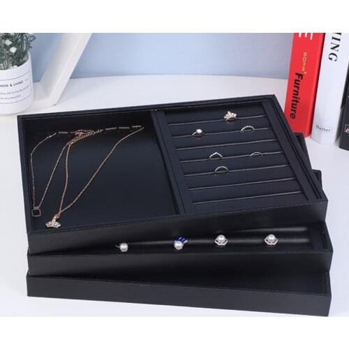Luxury PU Jewelry Display Tray Black PU Box Jewellery Organizer Jewelery Rangement Gift Packaging Wholesale