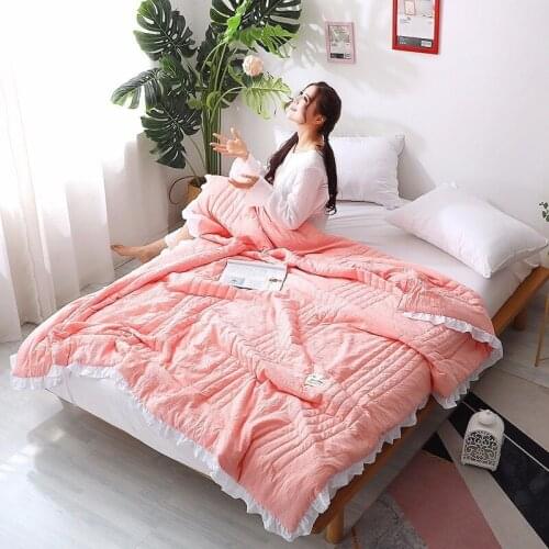 Pink Adult Kids Soft Cotton Bedspreads Summer Autumn Thin Quilt For 1.2m 1.35m 1.5m 1.8m 2.0m Blanket 150x200 180x220 200x230 Cm