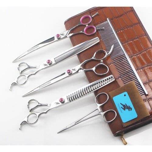 8.0 inch Professional Premium Sharp Edge Dog PET GROOMING SCISSORS SHEARS Pet Scissors Set technicolor curved thinning pet