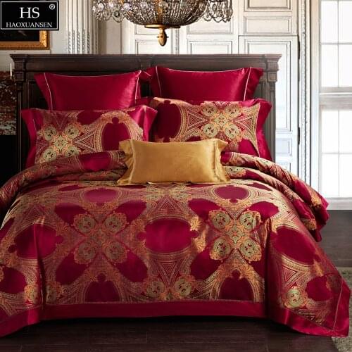 Romantic Baroque Yarn Dyed Jacquard 4Pieces Bedding Sets 100% 26 Momme Pure Long Stranded Mulberry Silk King Size Bedroom Set