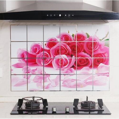 1PC Self-Adhesive Tile Stickers Paper High Temperature Kitchen Oil-Proof Stickers Anti-Oil Gas Stove Ceramic Tile Wall Stickers