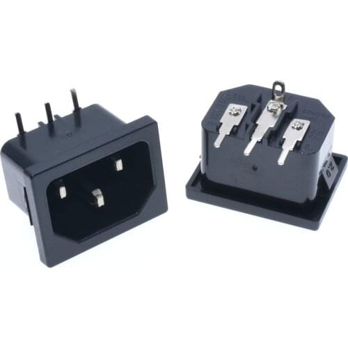 CE certification IEC 60320 C14 Male Plug Right Angle 3 Pins PCB Panel Power Inlet Socket Connector AC 250V 10A