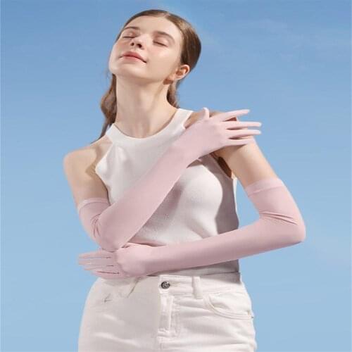 1 Pair Sunscreen Gloves Summer Ice Silk Outdoor Cycling Non-slip Breathable Long Sunshade Sleeves